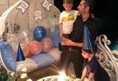 جشن تولد مجتبی جباری کنار دو فرزندش+عکس