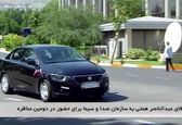 خودرو همتی هنگام ورود به محل مناظره +عکس
