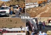 تصویری از واژگونی اتوبوس خبرنگاران در نقده