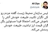 توئیت کنایه آمیز علی ضیاء به سخنان یک مسئول +عکس