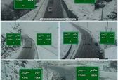 بارش برف در محور کرج ـ چالوس +عکس
