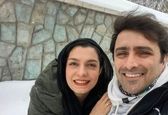 عکس برفی الیکا عبدالرزاقی و شوهرش