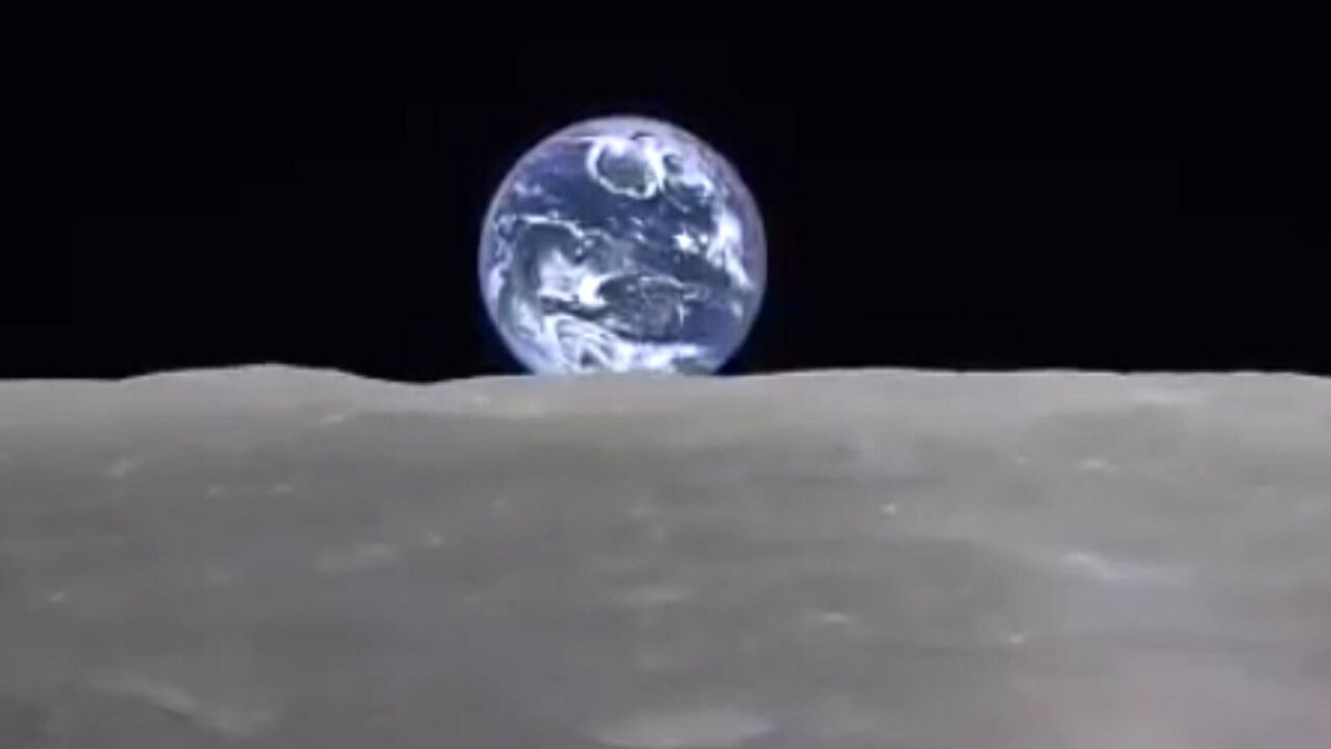 لحظه طلوع زمین در ماه +فیلم