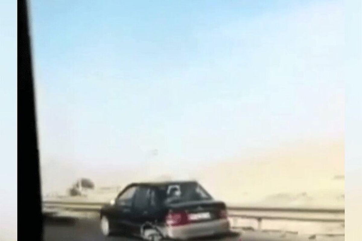 سبقت عجیب پراید بدون چرخ در اتوبان همه را شوکه کرد+فیلم
