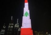 برج خلیفه به رنگ پرچم لبنان +عکس