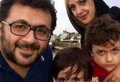 شهرام عبدلی درکنار همسر و فرزندانش