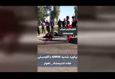 تصادف شدید بی‌ام‌و با یک راس گاومیش+ویدئو