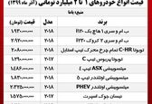 با دو میلیارد چه خودرویی می توان خرید؟ +جدول