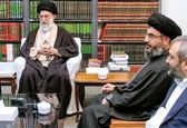 رهبر انقلاب در کنار سیدحسن نصرالله و شهید عماد مغنیه 